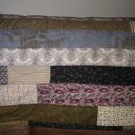Modern Patchwork Handmade Quilt In Stripes Of Blue..