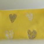 Yellow Baby Blanket With Sewn On Hearts