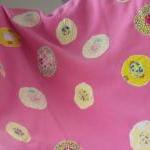 Pink Baby Blanket With Yellow And Cream Circles
