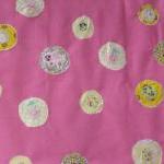 Pink Baby Blanket With Yellow And Cream Circles