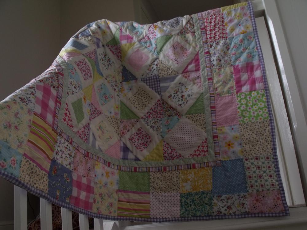 Modern Handmade Patchwork Quilt Baby Quilt Girls Patchwork Nursery Quilt Play Mat Wall Hanging
