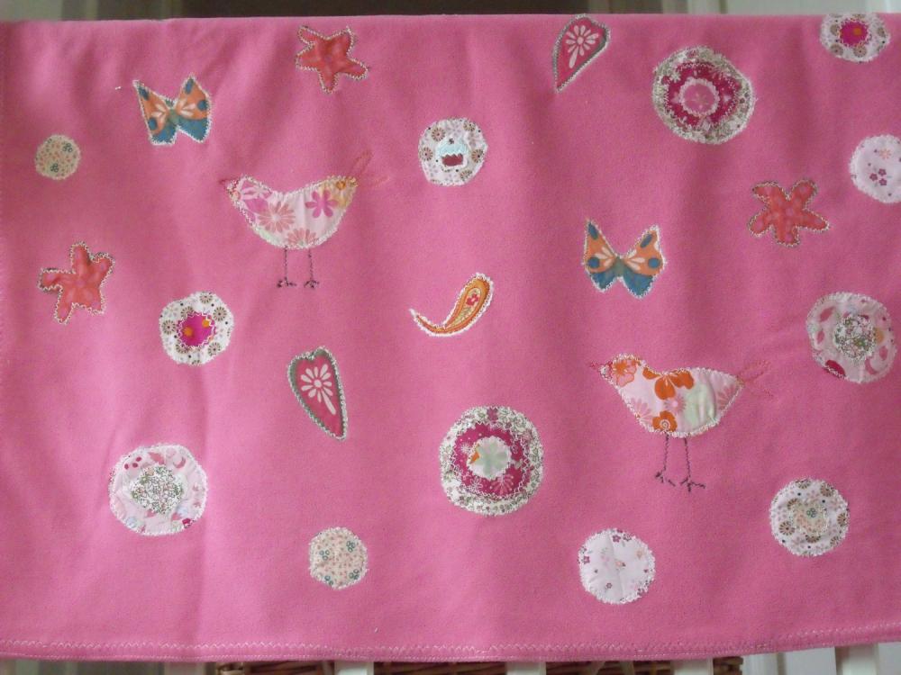 Baby Girls Blanket Pink Baby Blanket Baby Blanket Pink Birds Butterflies And Circle Flowers