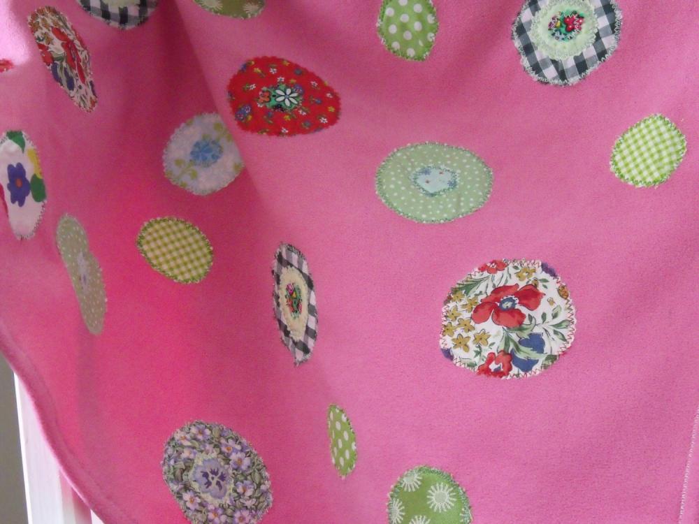 Baby Blanket Pink With Red Yellow Blue Cream Circles