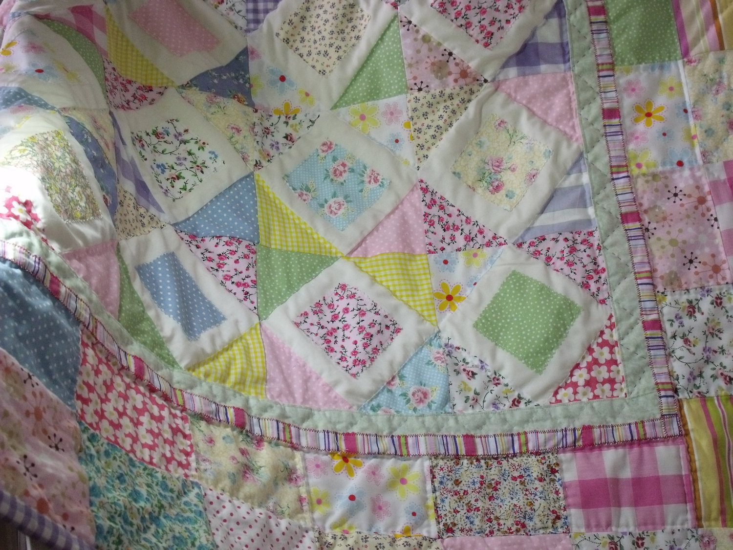 Girls Patchwork Quilt Handmade Quilt Pastel Colours Quilt Baby Quilt